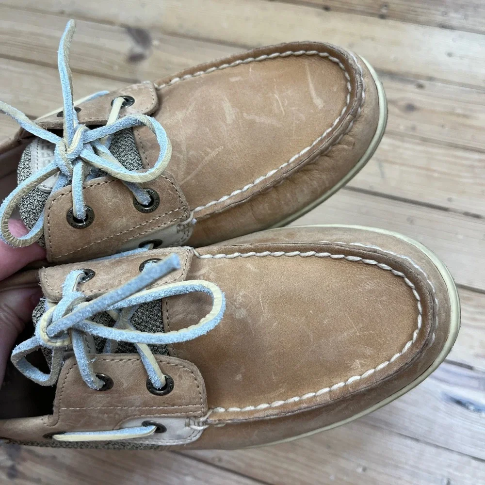 Sperry Top-Sider Womens Tan Leather Mesh Boat Shoes STS95589 Size 8.5 S casual